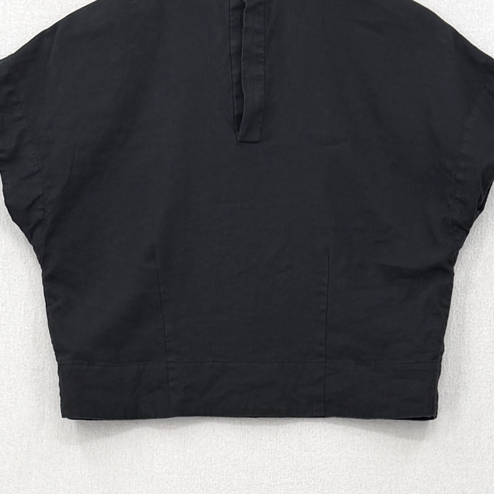 EVERLANE The Linen Drape Top Womens 2 Black Cap Sleeve High Neck Casual Resort - Picture 12 of 13
